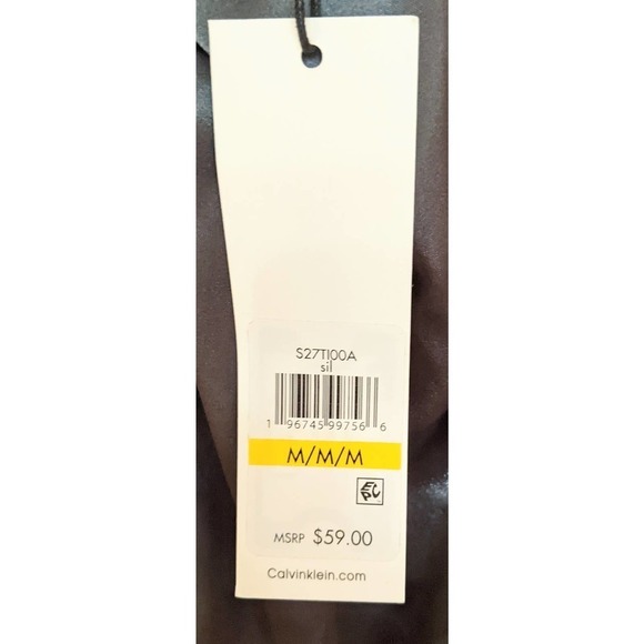 Calvin Klein Womens Satin Twisted Pleated Front Sleeveless Top Size M Silver NWT - Picture 4 of 6